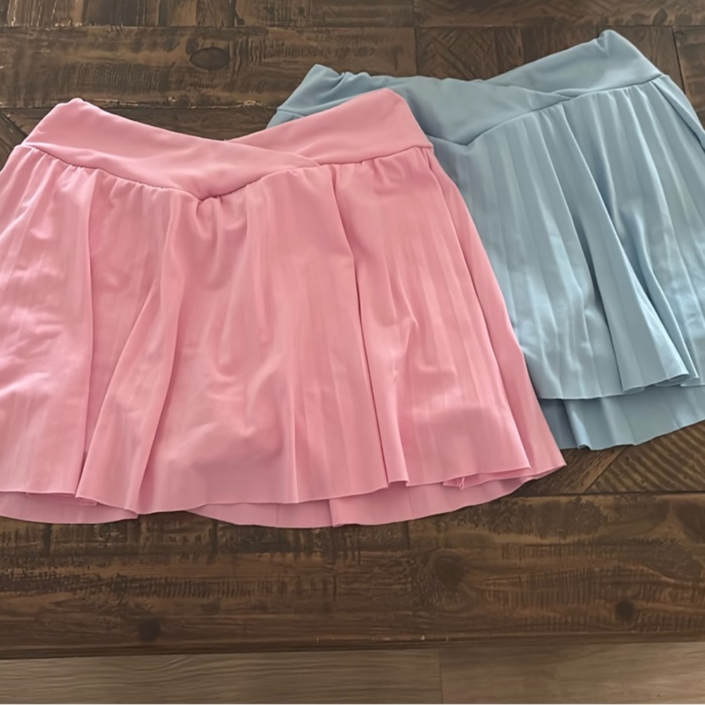 Pink & blue pleated girls skirts